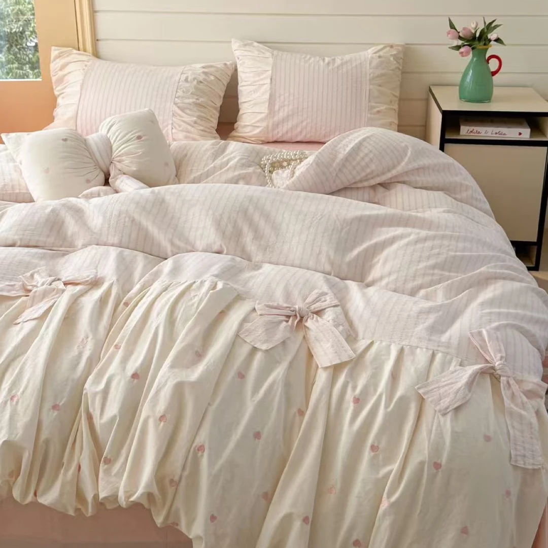 韩系淑女风碎花店主推荐自用 四季款色织全棉水洗面四件套