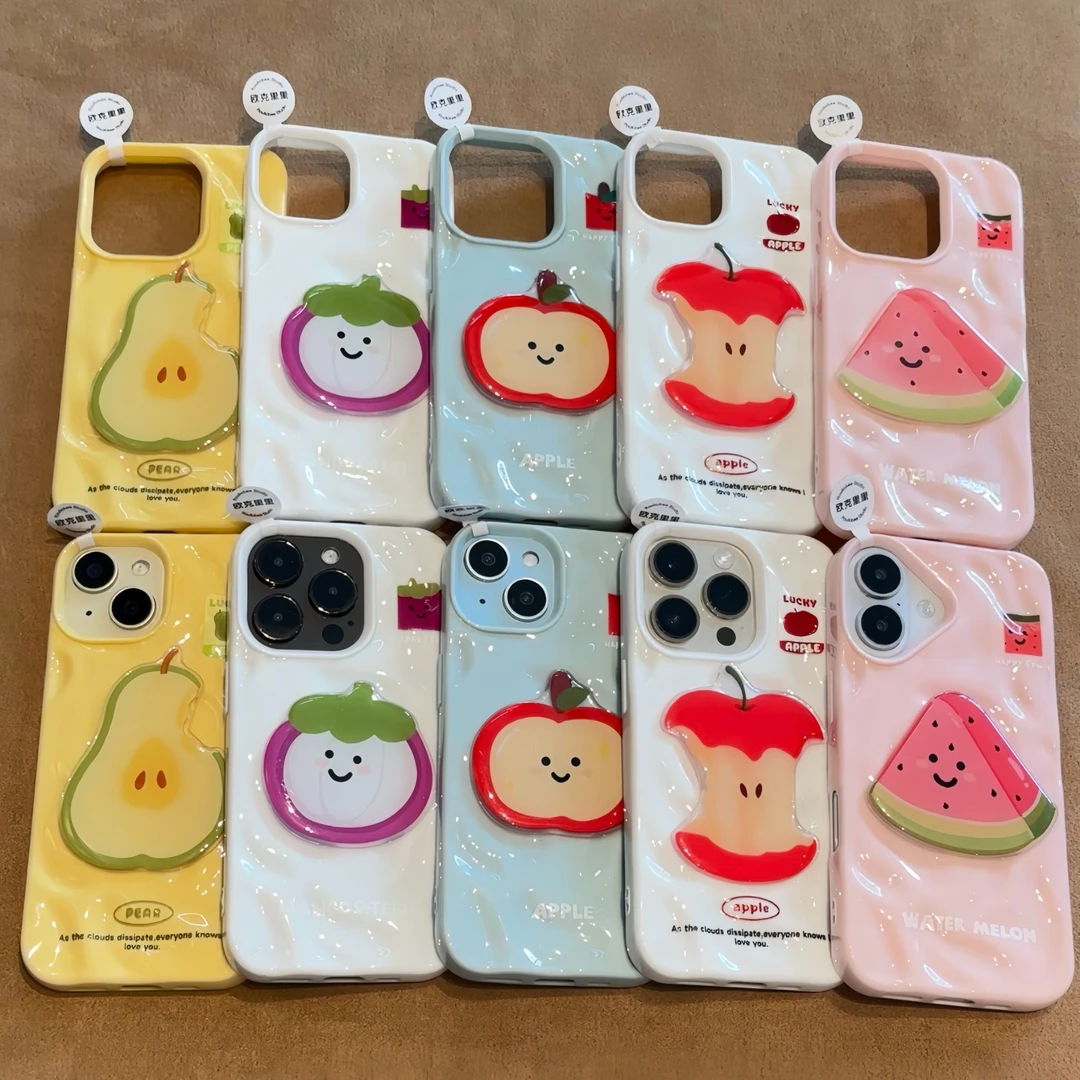 欧克里里水果公仔贴片苹果16Promax手机壳iPhone15/14陨石纹13/12
