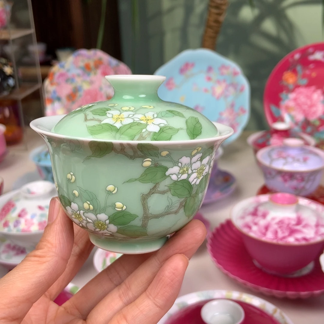 陶梨花豆青景德镇陶瓷