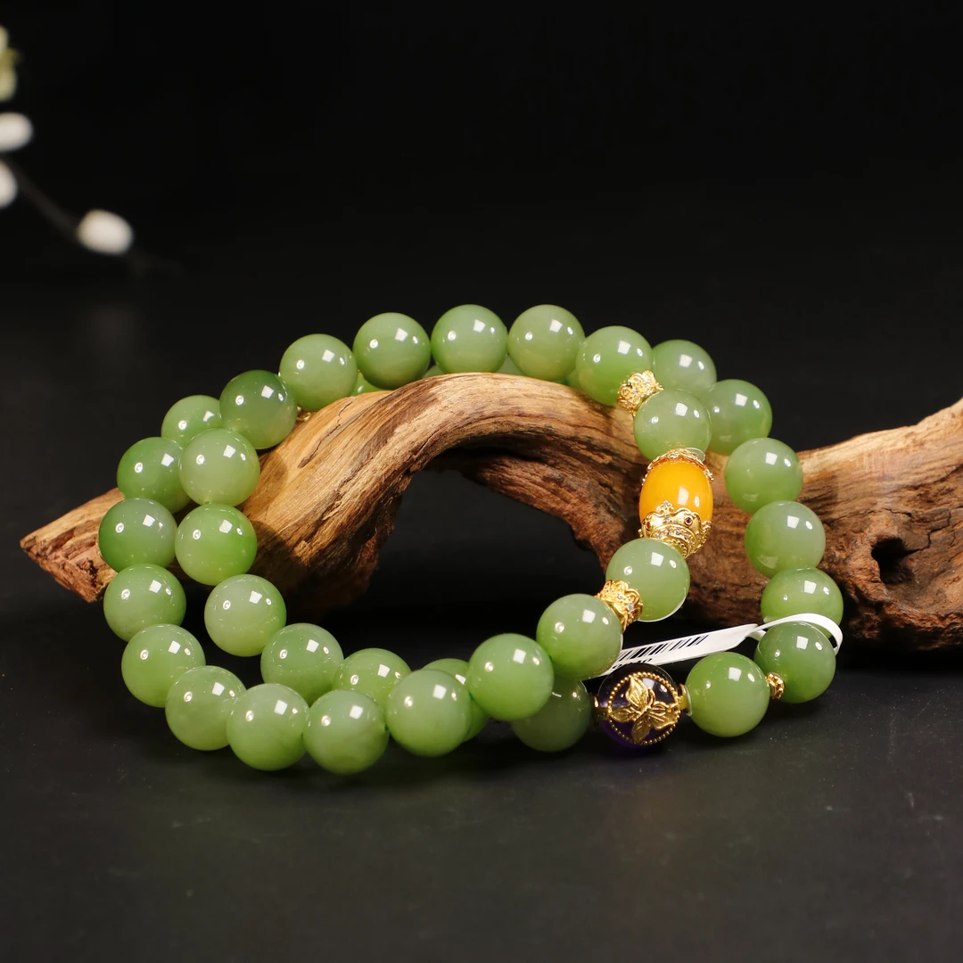 lot8820 和田玉碧玉珠链/云南典藏