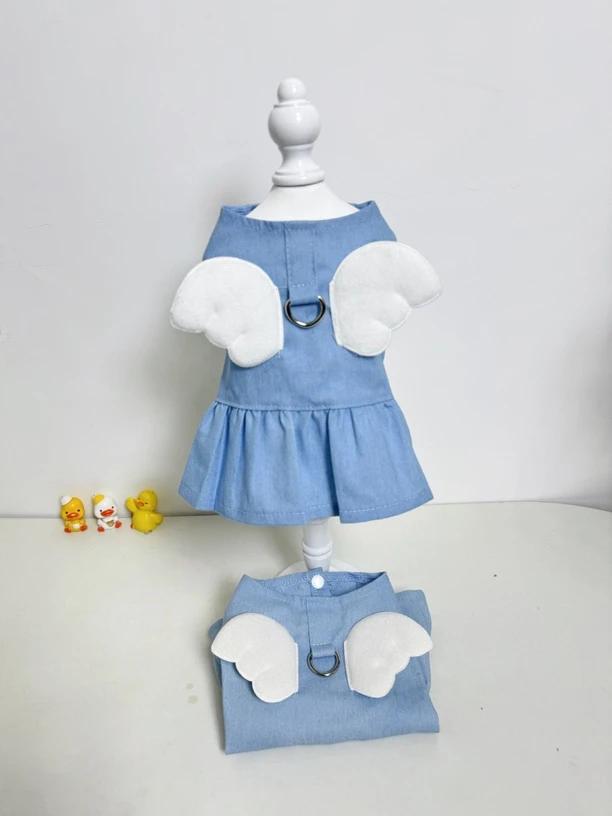 新款小狗小猫宠物衣服天使翅膀裙守护可牵引绳子狗狗