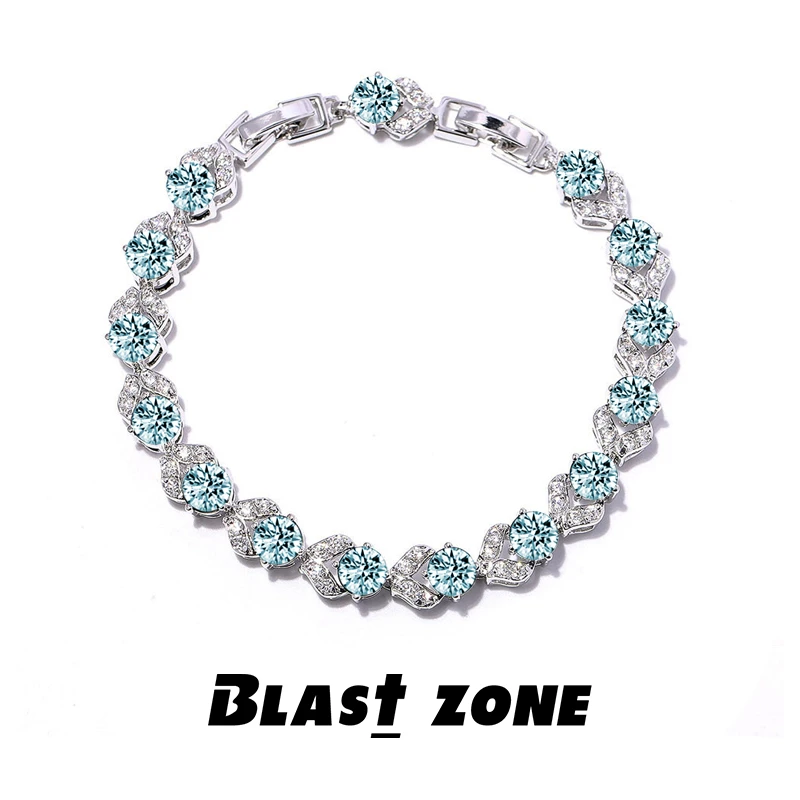 铜合金手链 冰蓝限定色 异形网球链欧美风男女小众时尚款手饰品