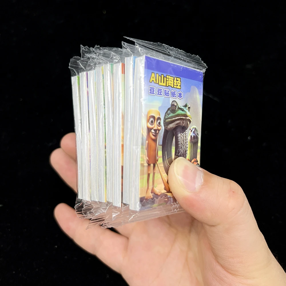 外国山海经迷你口袋豆豆本儿童diy贴纸涂鸦贴画手工装饰手账贴本