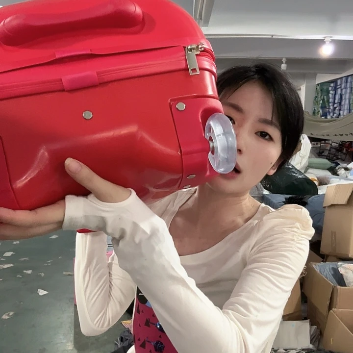 棉红色番茄蛋形款旅行箱