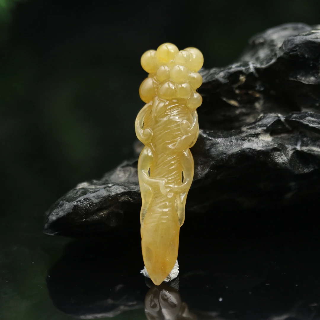 FC5天然缅甸翡翠A货黄翡挂件/101384/保利厦门拍卖