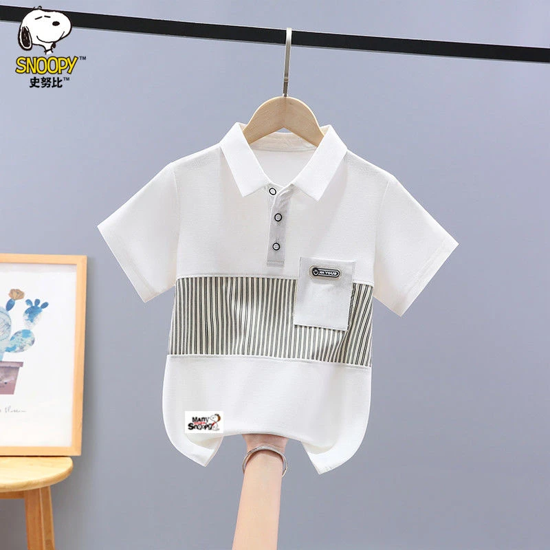 史努比男童短袖polo衫夏装2025新款洋气中大童男孩翻领T恤上衣潮8