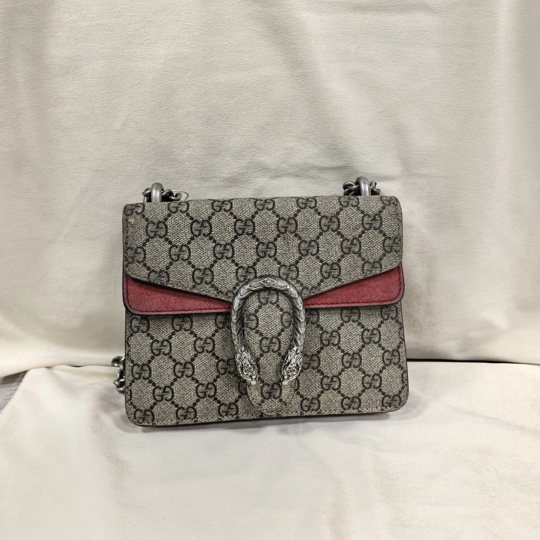 95新 GUCCI/古驰 兔兔奢 G专属/古驰老花红色小号酒神/250107001