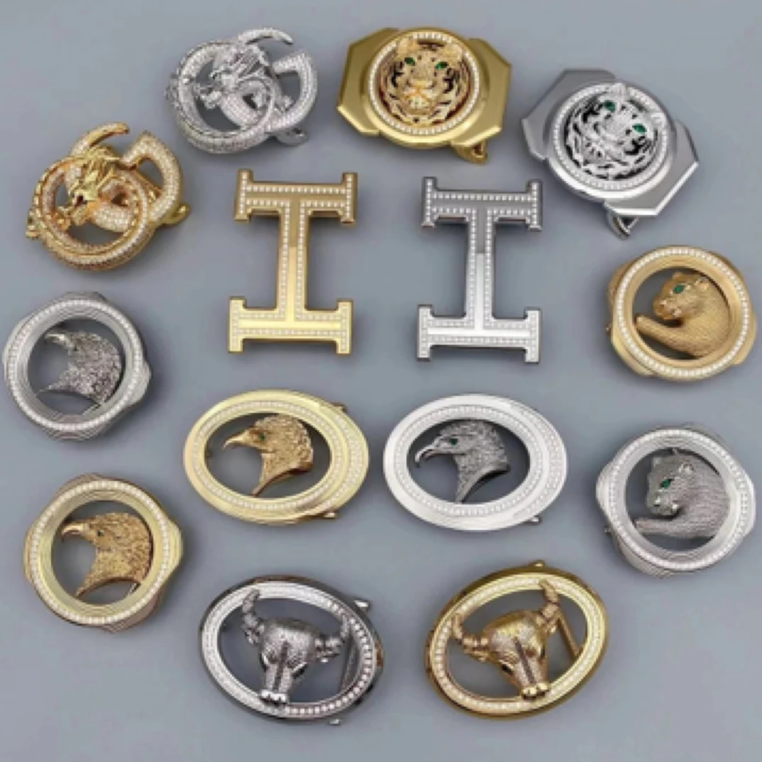 【3.8打孔扣头】男士打孔扣平滑扣挂扣镶钻百搭耐磨耐用高档休闲