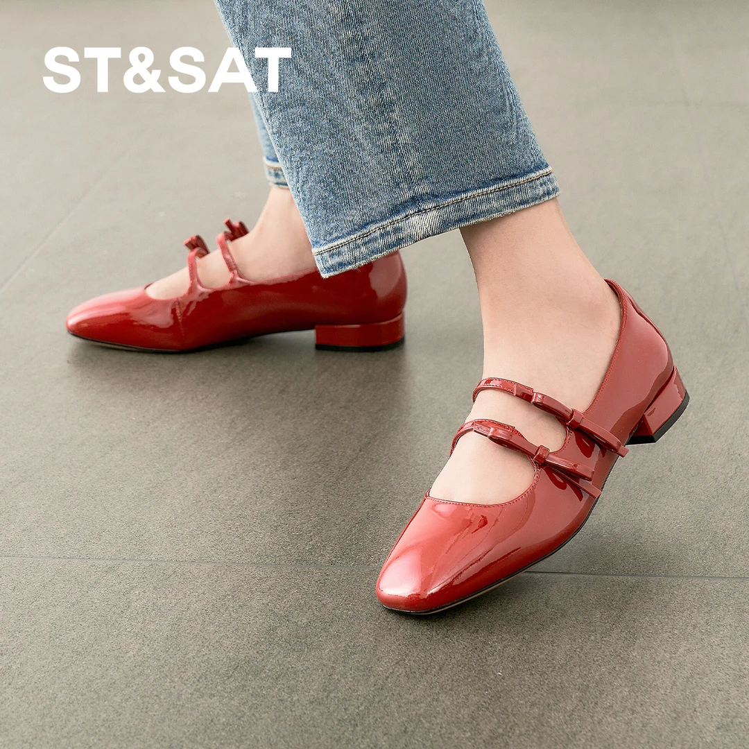 【牛皮鞋面】星期六25春新款甜美蝴蝶结灵动玛丽珍SSD1111167