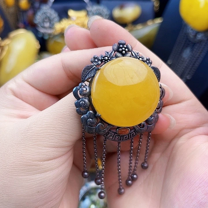 琥珀银S925镶嵌裸石