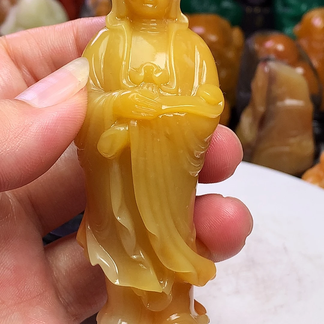 梦***奇寿山石观音摆件田