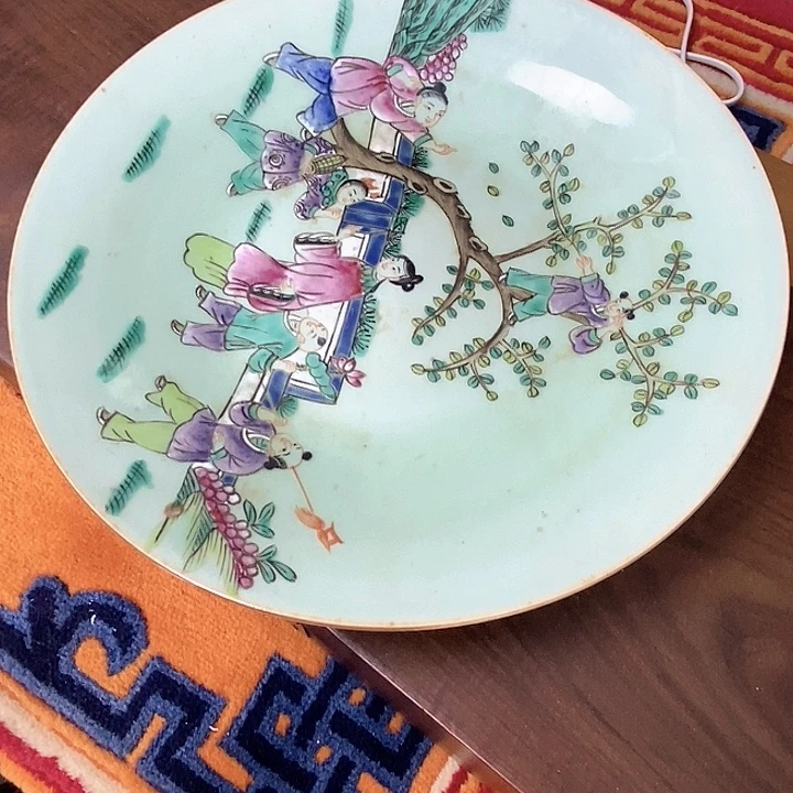 静***，其他陶豆青釉粉彩婴戏图