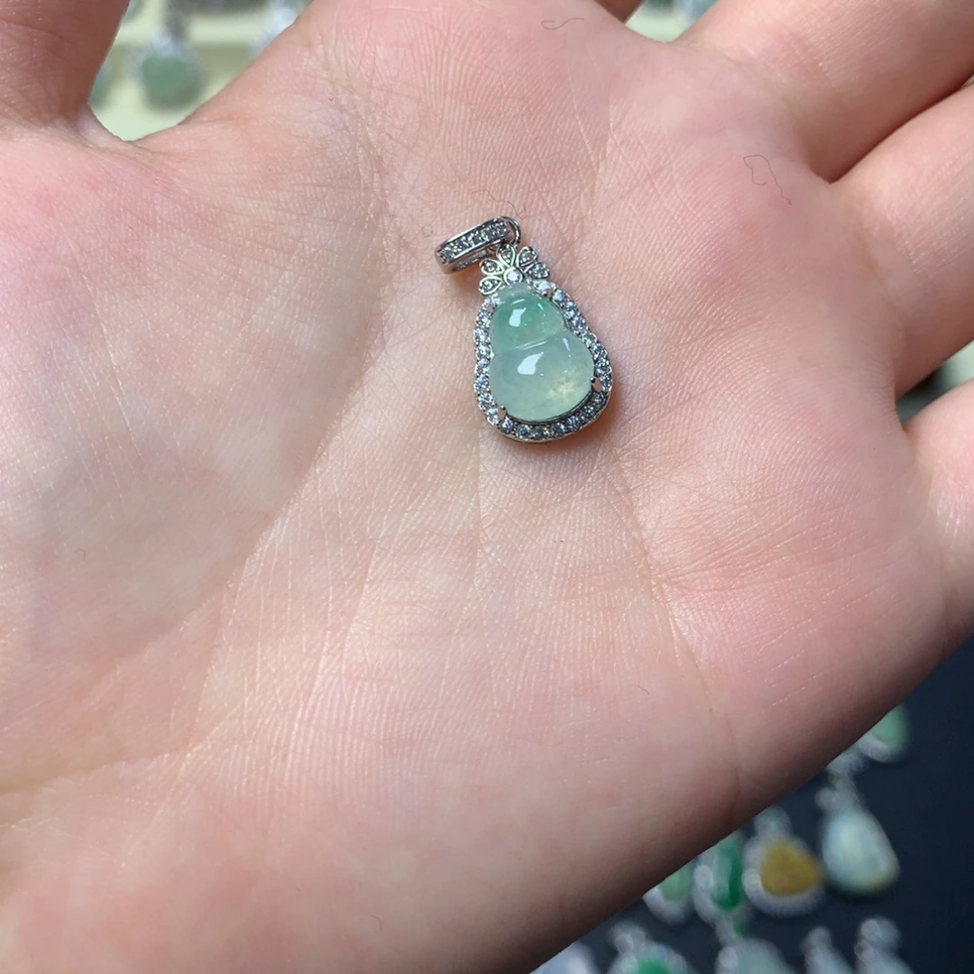 翡翠银S925镶嵌挂件