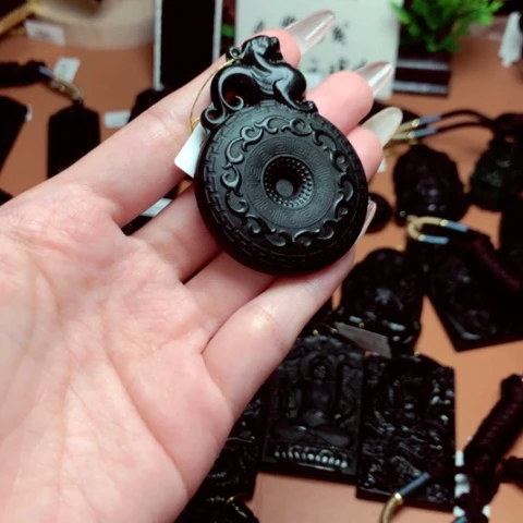 天然缅甸a货钢琴黑挂件