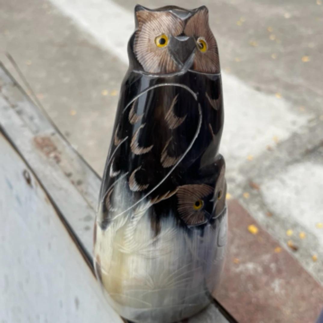牛角家居客厅电视柜装饰品办公桌面摆件创新动物猫头鹰手工艺礼物