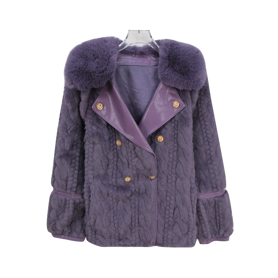 秋冬新款高端洋气小香风短款毛绒拼接保暖短外套X27763