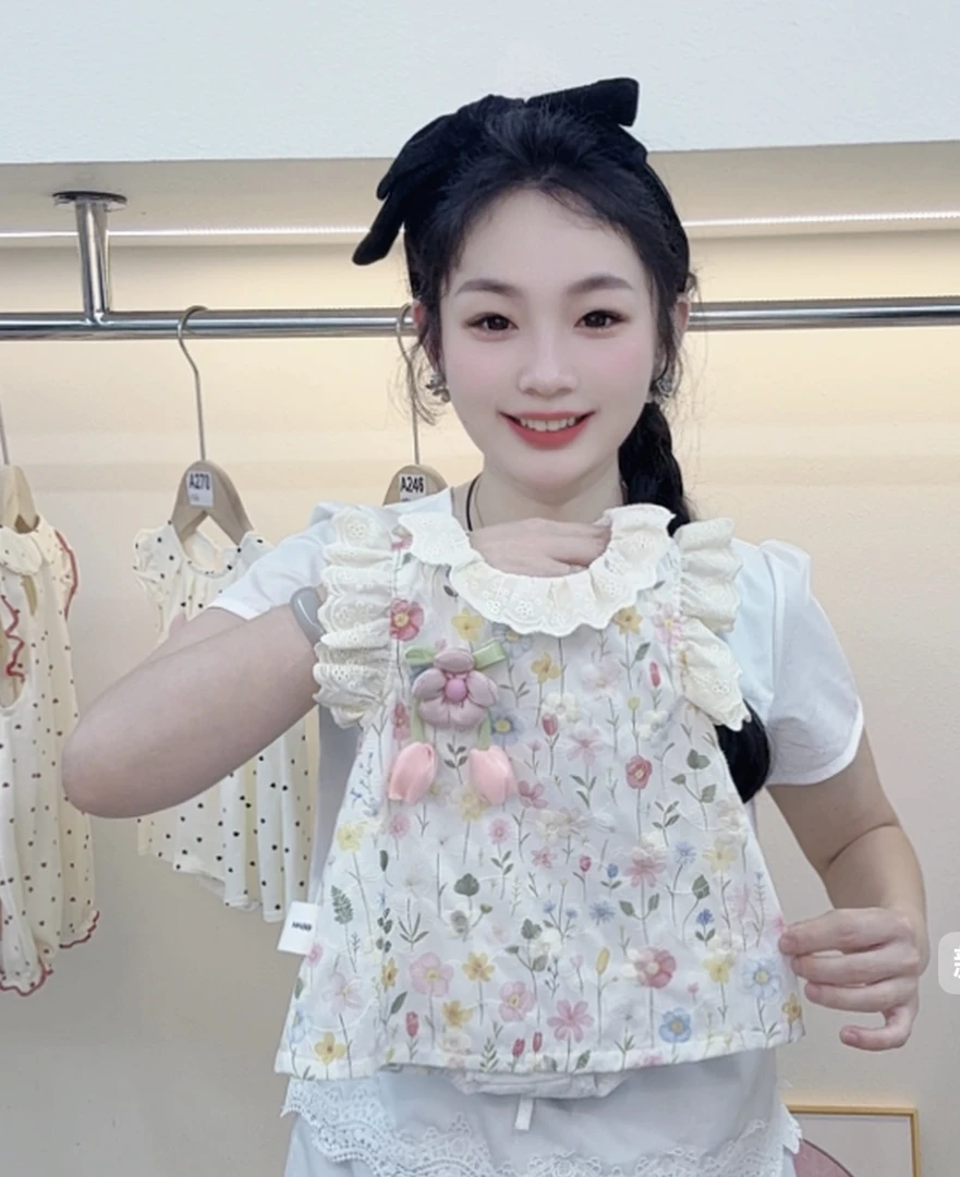 新款夏季莫奈花园包屁裙碎花公主时尚无袖甜美