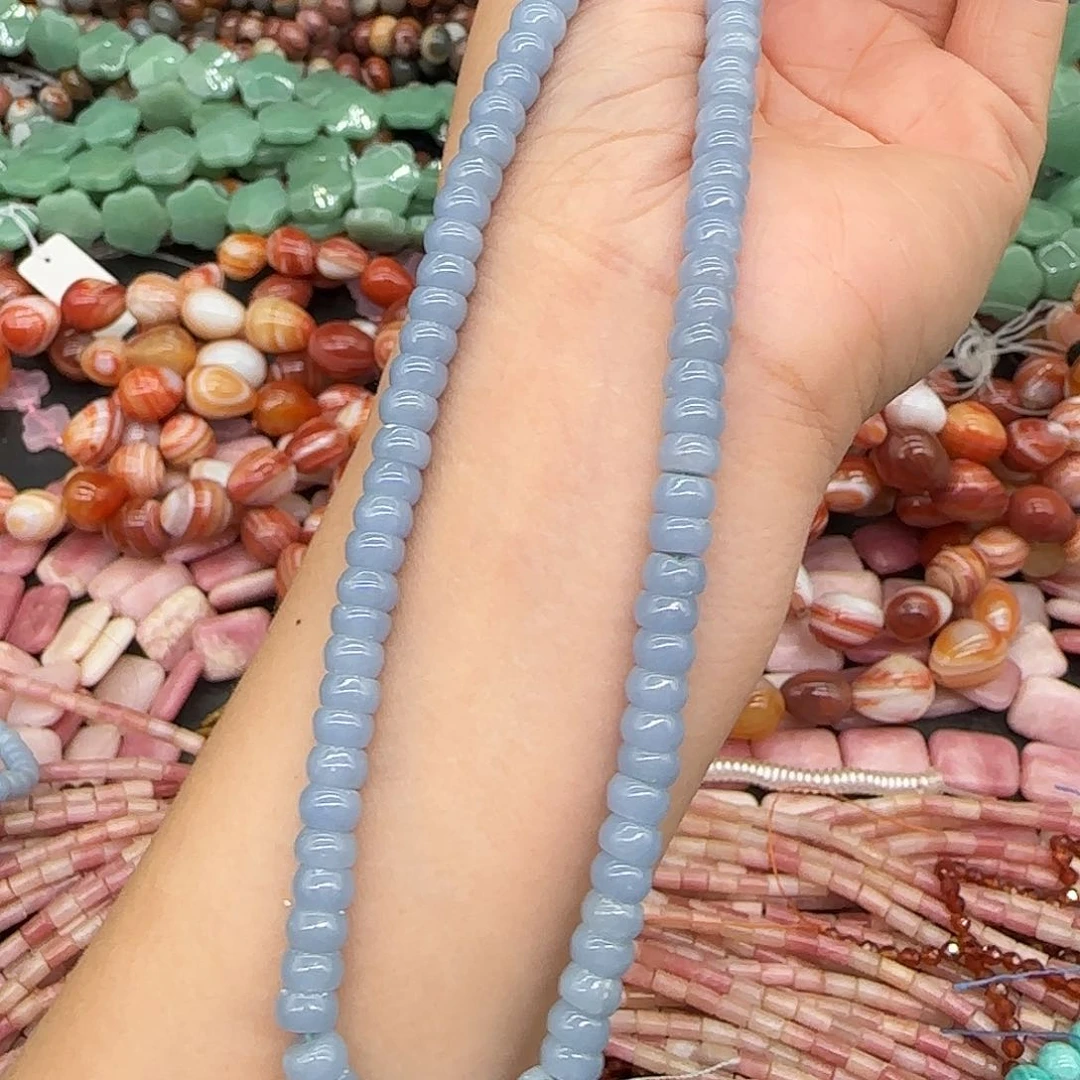 玛瑙/玉髓合金珠宝半成品天使石6mm一条算盘