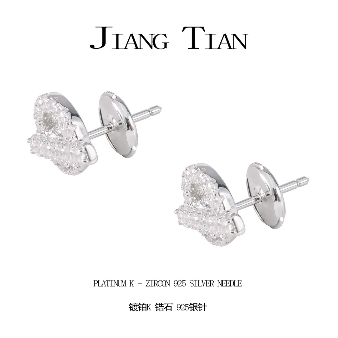 铜合金锆石耳饰 CNC精工 小Q镶嵌耳钉E4043