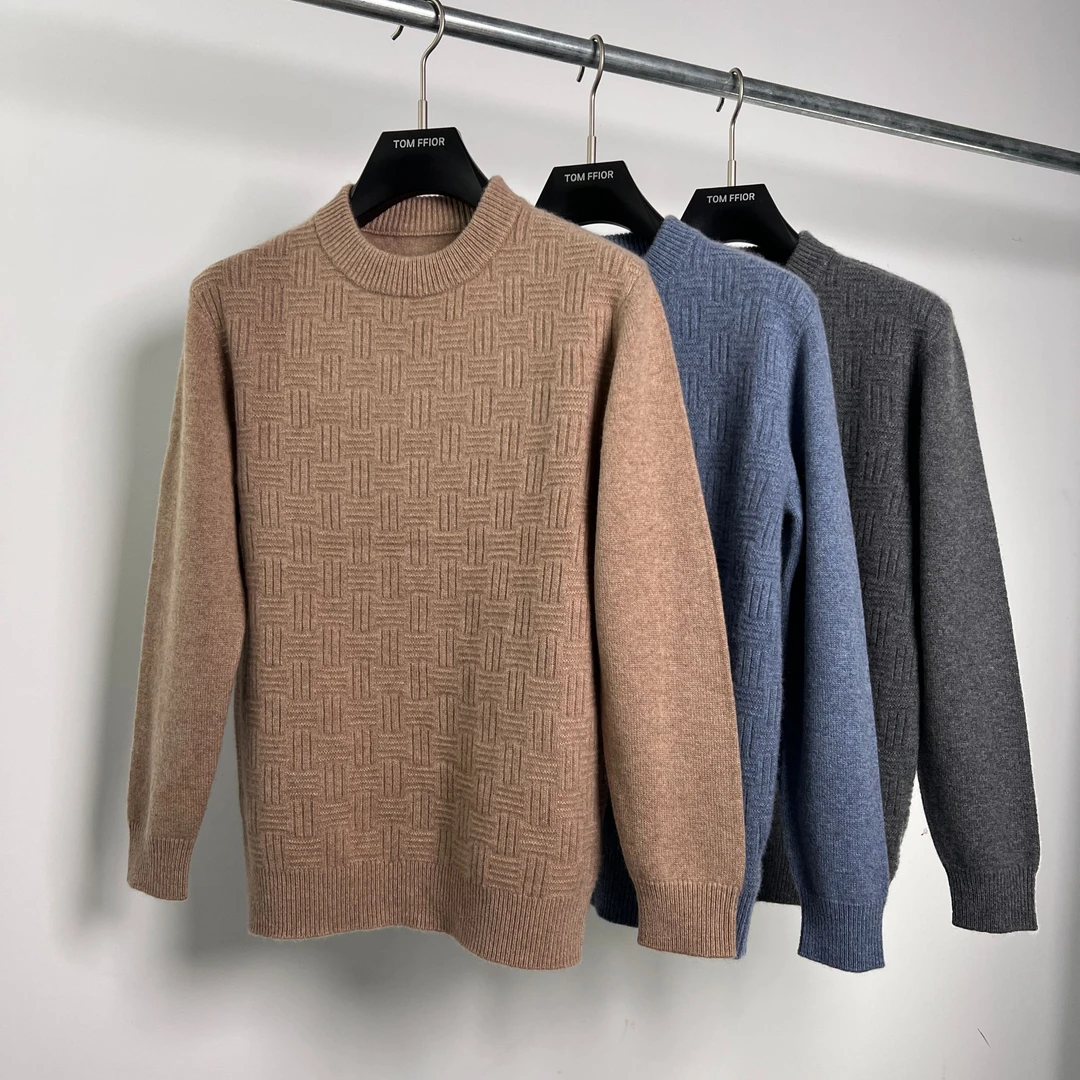 TOM FFIOR【L*P-3w+】100%山羊绒！秋冬针织提花圆领T恤打底衫SY17