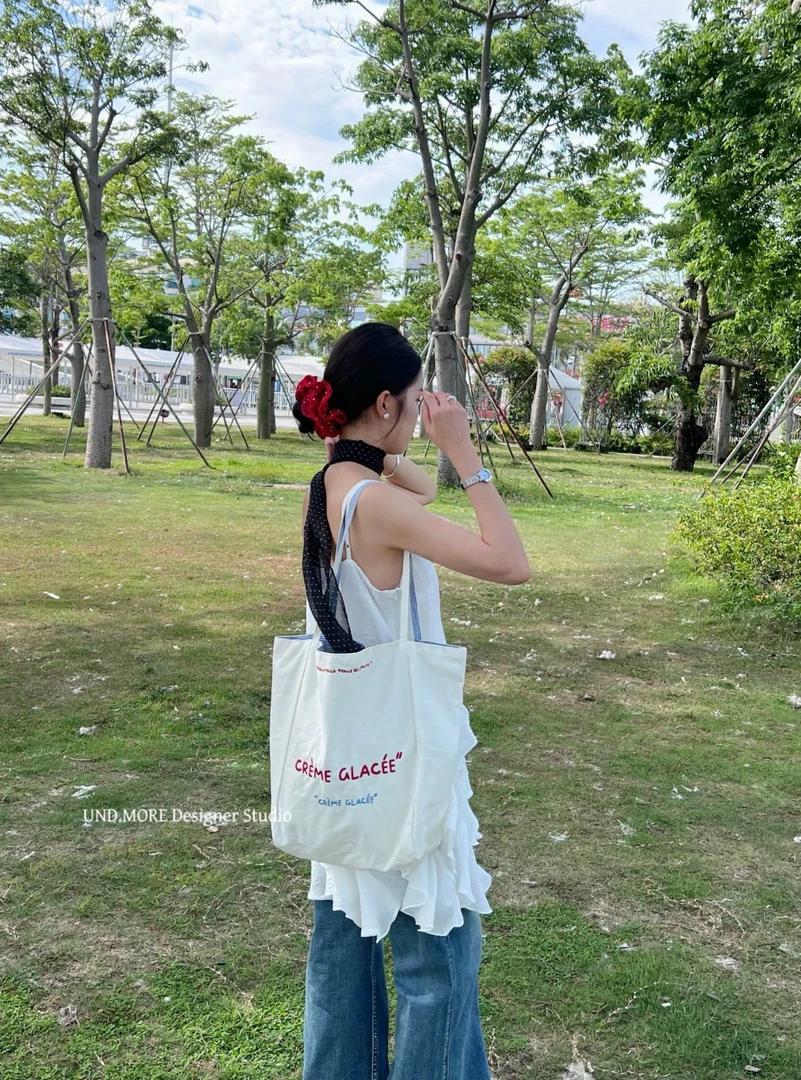 UND（5552#）大容量通勤双面背单肩包帆布包