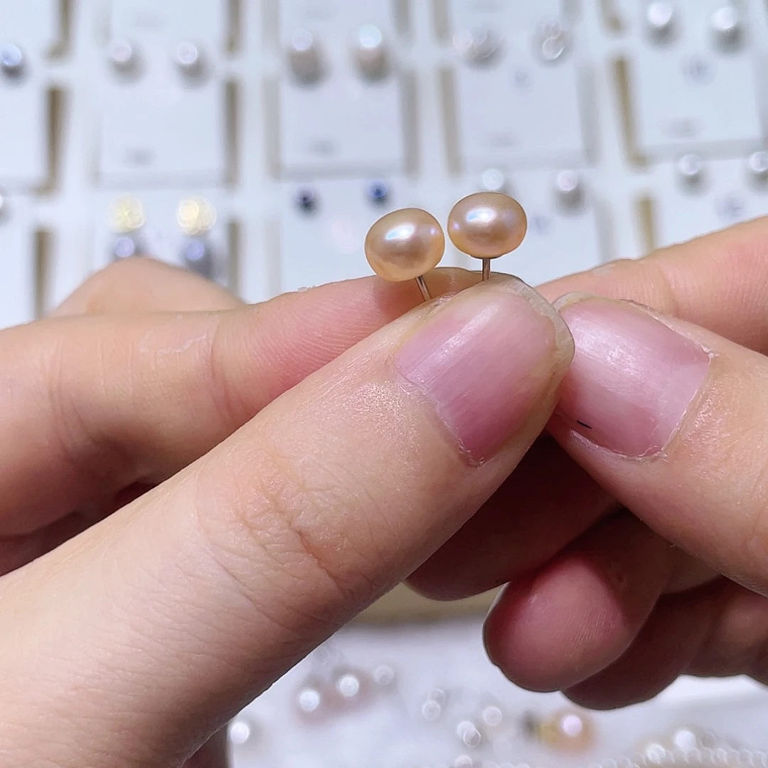 方***¹银S925镶嵌淡水珍珠耳饰