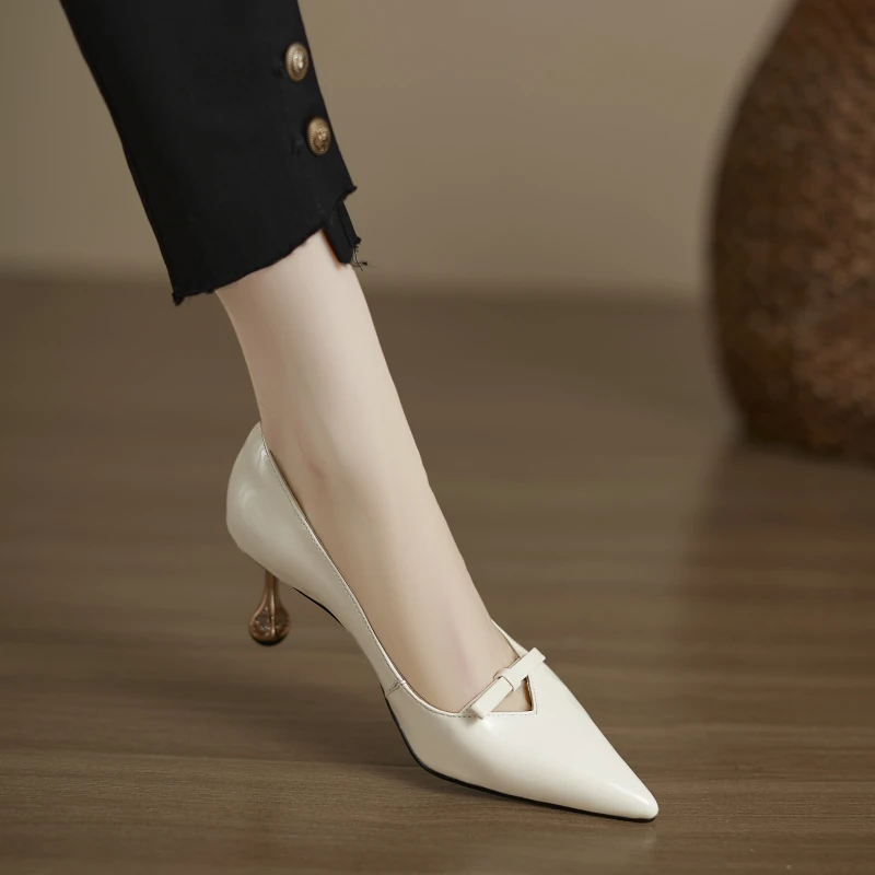 小个子手工女鞋7cm~尖头细跟高跟鞋气质百搭浅口单鞋不累脚工作鞋
