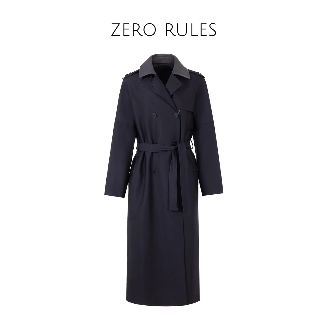 24122878【奢品爱玛风衣】精纺羊毛+手工羊皮领+日*三菱铜氨风衣