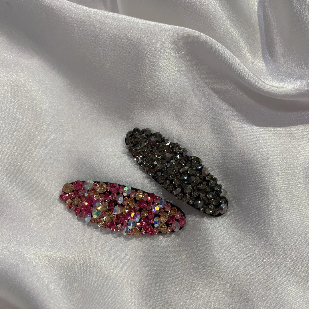 韩国 气质 小众 ins 手工 拼色小碎钻 掰掰夹B541