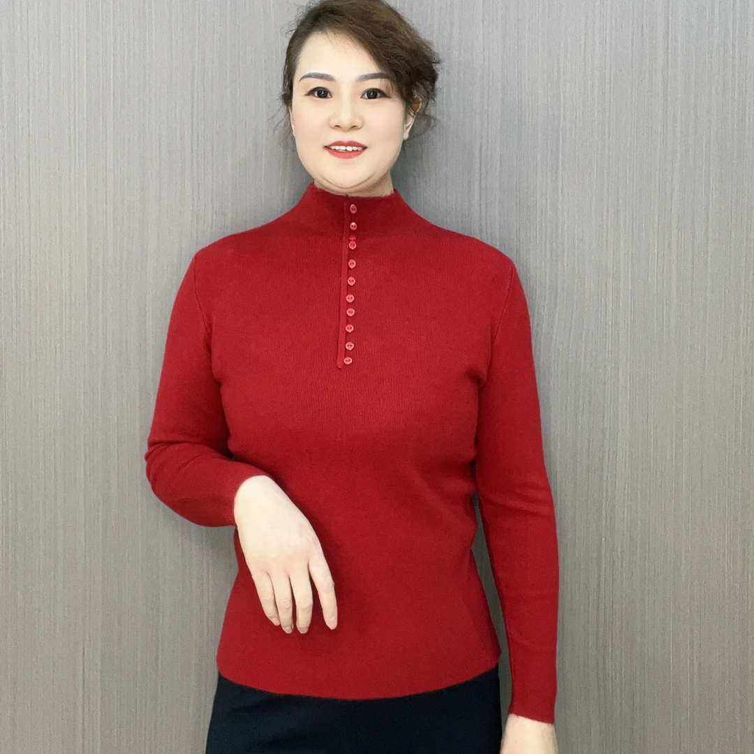 【潇漫优选】2025秋冬羊绒针织衫套头款短款长袖修身时尚上衣打底衫