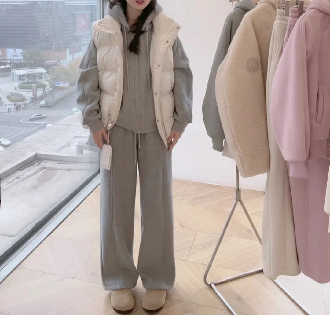 冬季新款设计感气质百搭加绒加厚连帽卫衣套装LK2500727