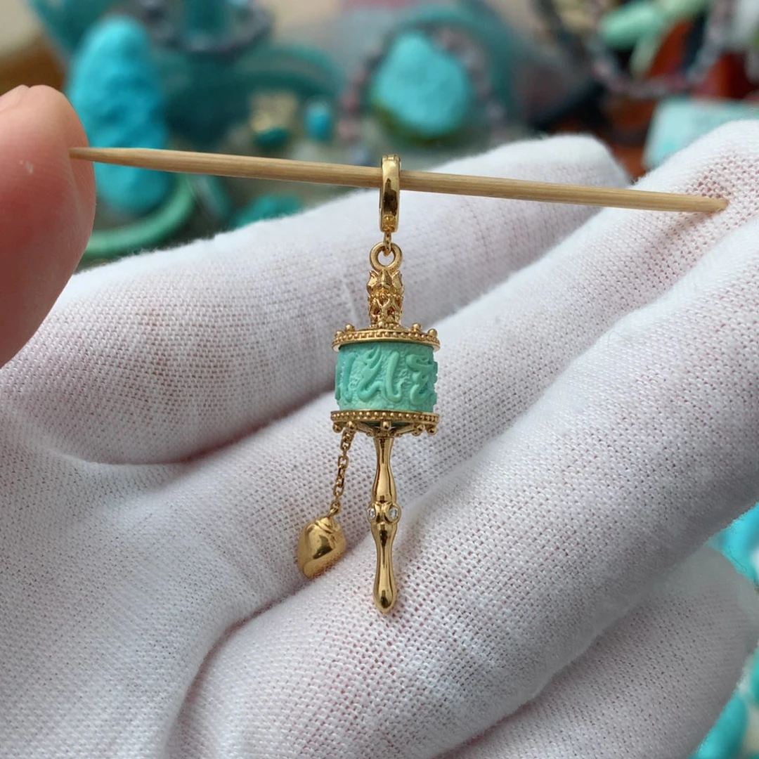 绿松石珠宝奇石18K金镶嵌