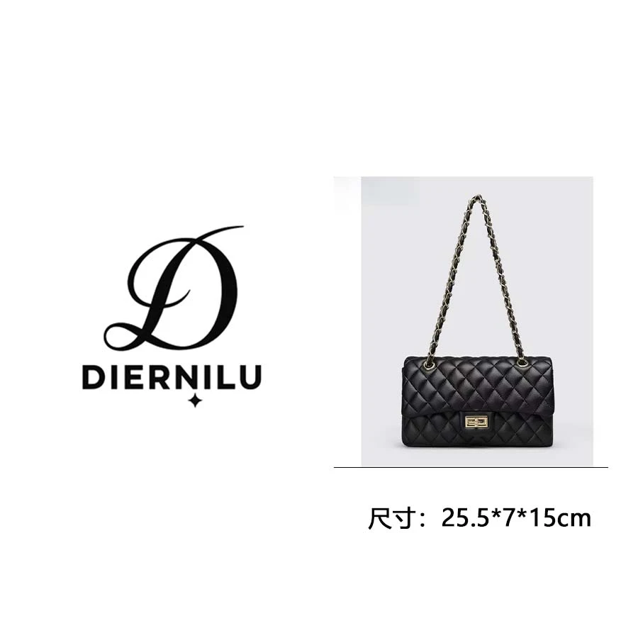 通勤休闲百搭时尚黑金方扣单肩斜挎包-8781