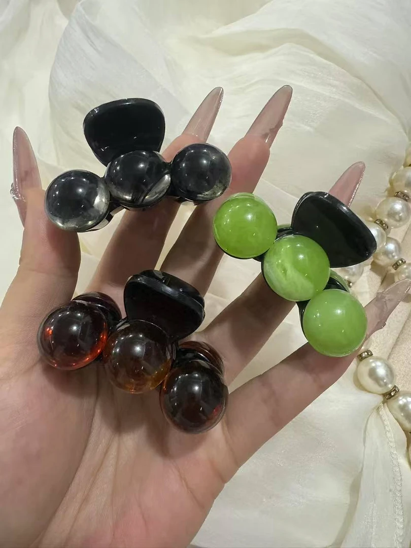 墨圳高端发饰简约百搭三颗珠 夏季新款珠珠简约抓夹