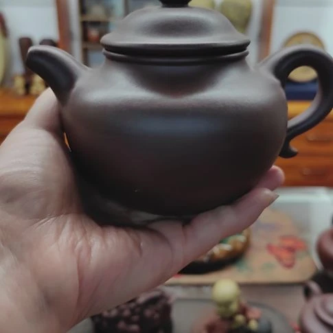 茶壶紫砂莲子壶350cc手工制作紫泥