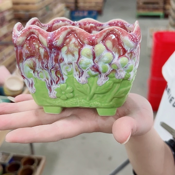 有孔.凑满10元发货多肉陶瓷花盆！