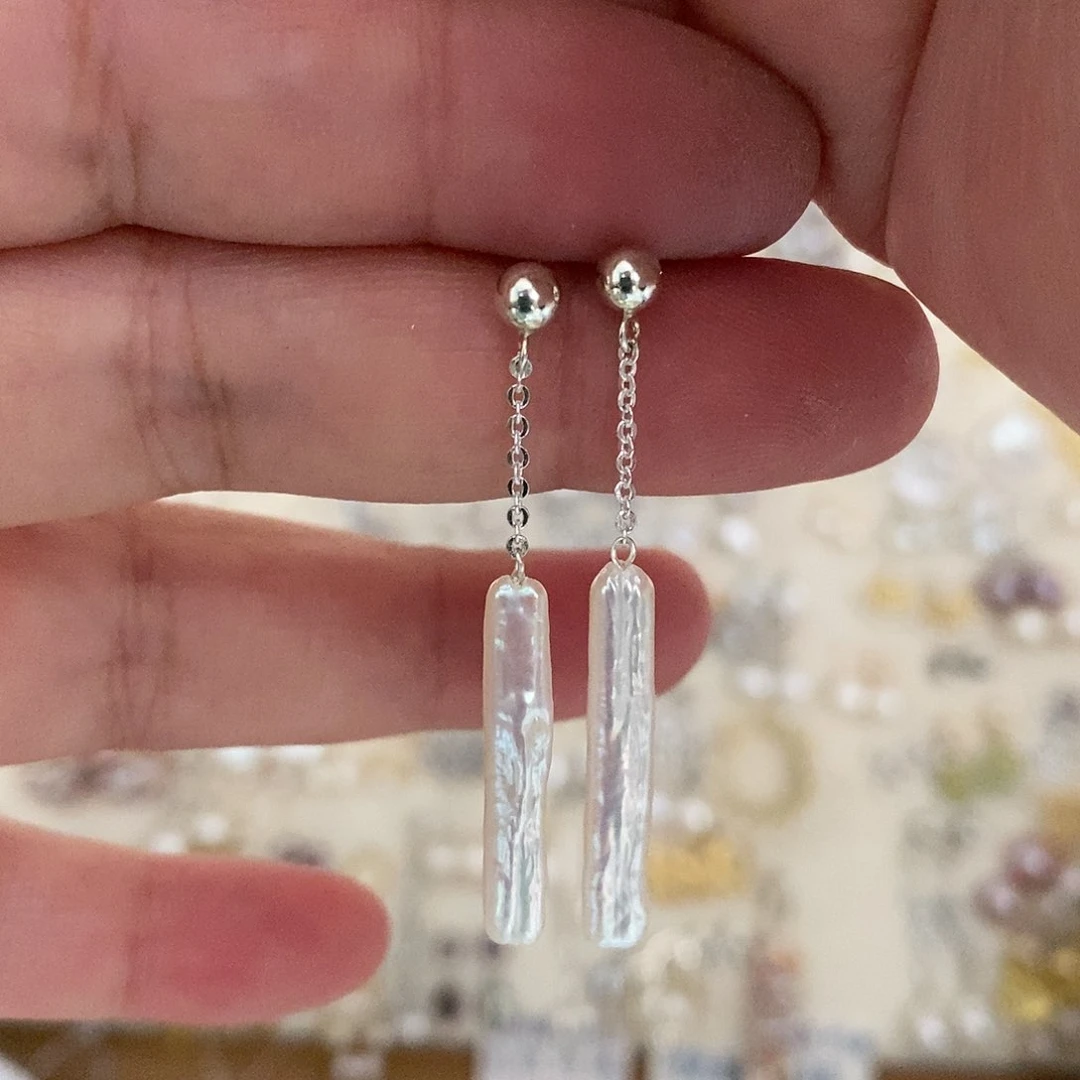 银S925镶嵌耳饰淡水珍珠