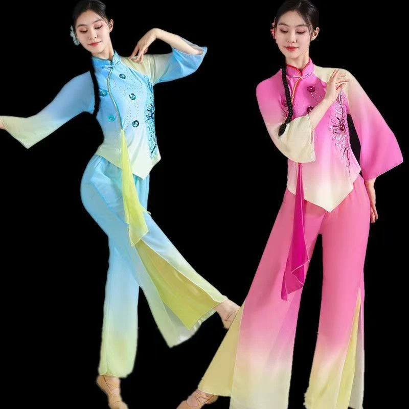 梦云彩新款胶州古典舞舞蹈服装秧歌套装飘逸扇子舞中国广场演出服