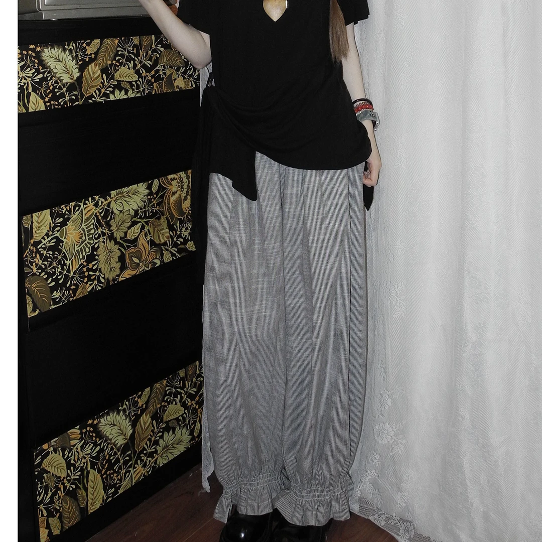 气质条纹设计感舒适灯笼裤