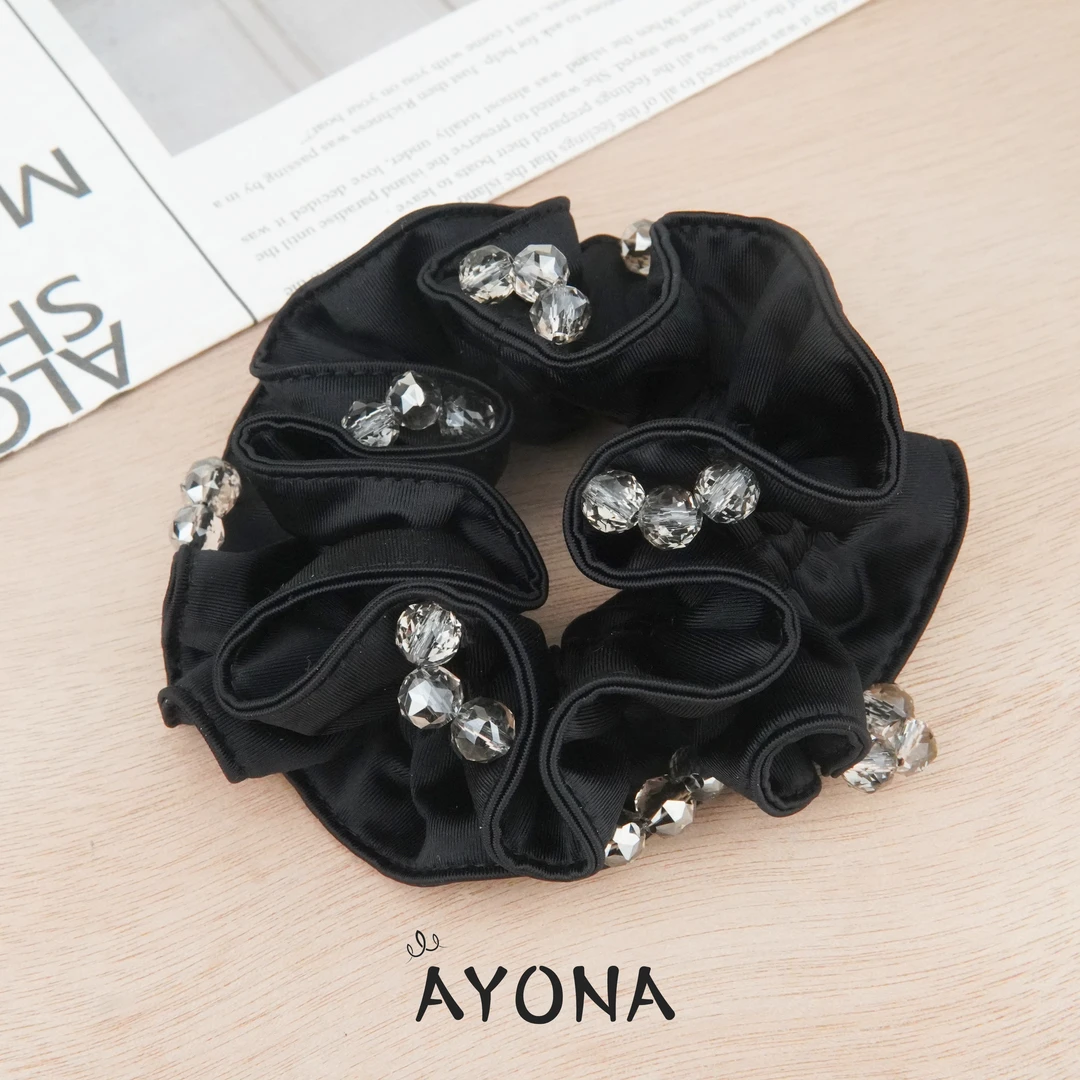 【FQ006】高级柔软面料面膜发圈珠子甜美减龄扎马尾高扎发绳肠圈