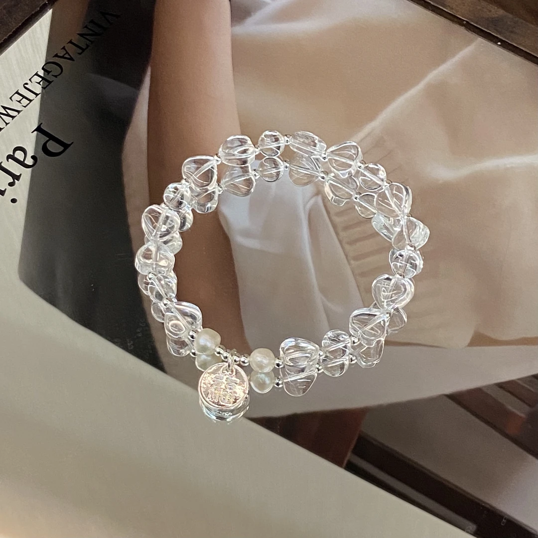 A淡水珍珠水晶 小圆牌手链 多样性发其一S951