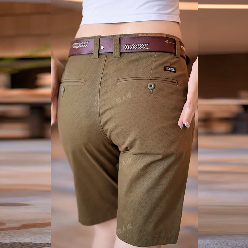 夏季薄款暗纹男士五分休闲短裤修身直筒2025年夏季薄款时尚百搭男