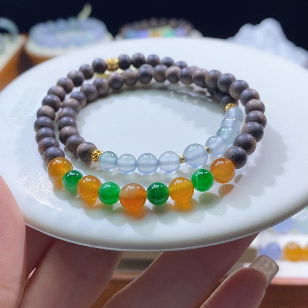 颈饰未镶嵌翡翠翡翠18k金浓彩双圈手串