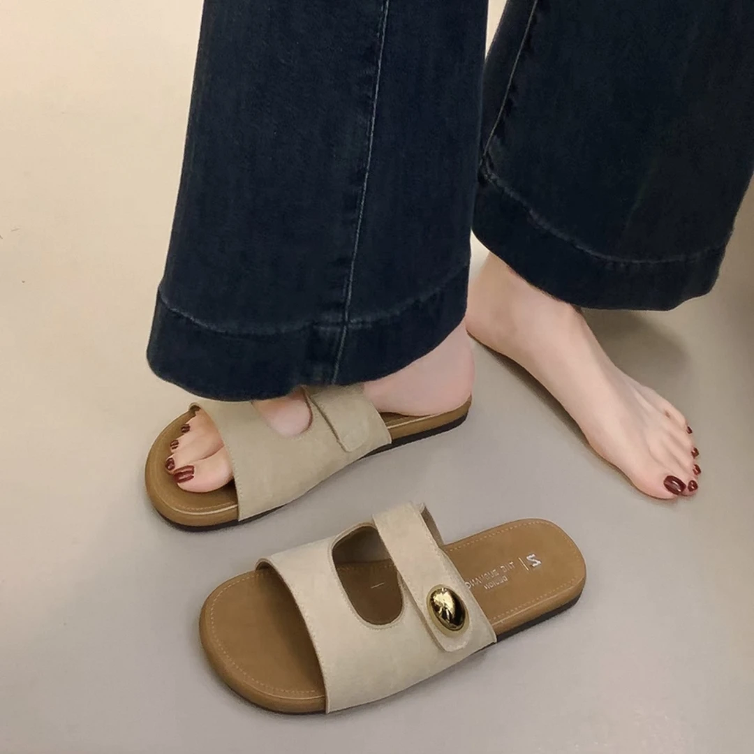 【48小时发货】魔术贴凉拖鞋女外穿2025夏季新款配裙子沙滩拖鞋7998