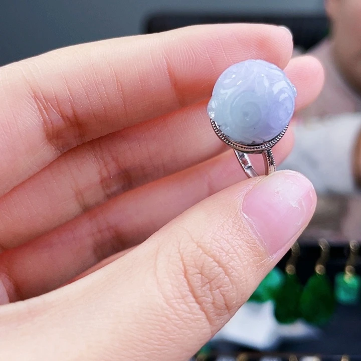 翡翠戒指银S925镶嵌饰品