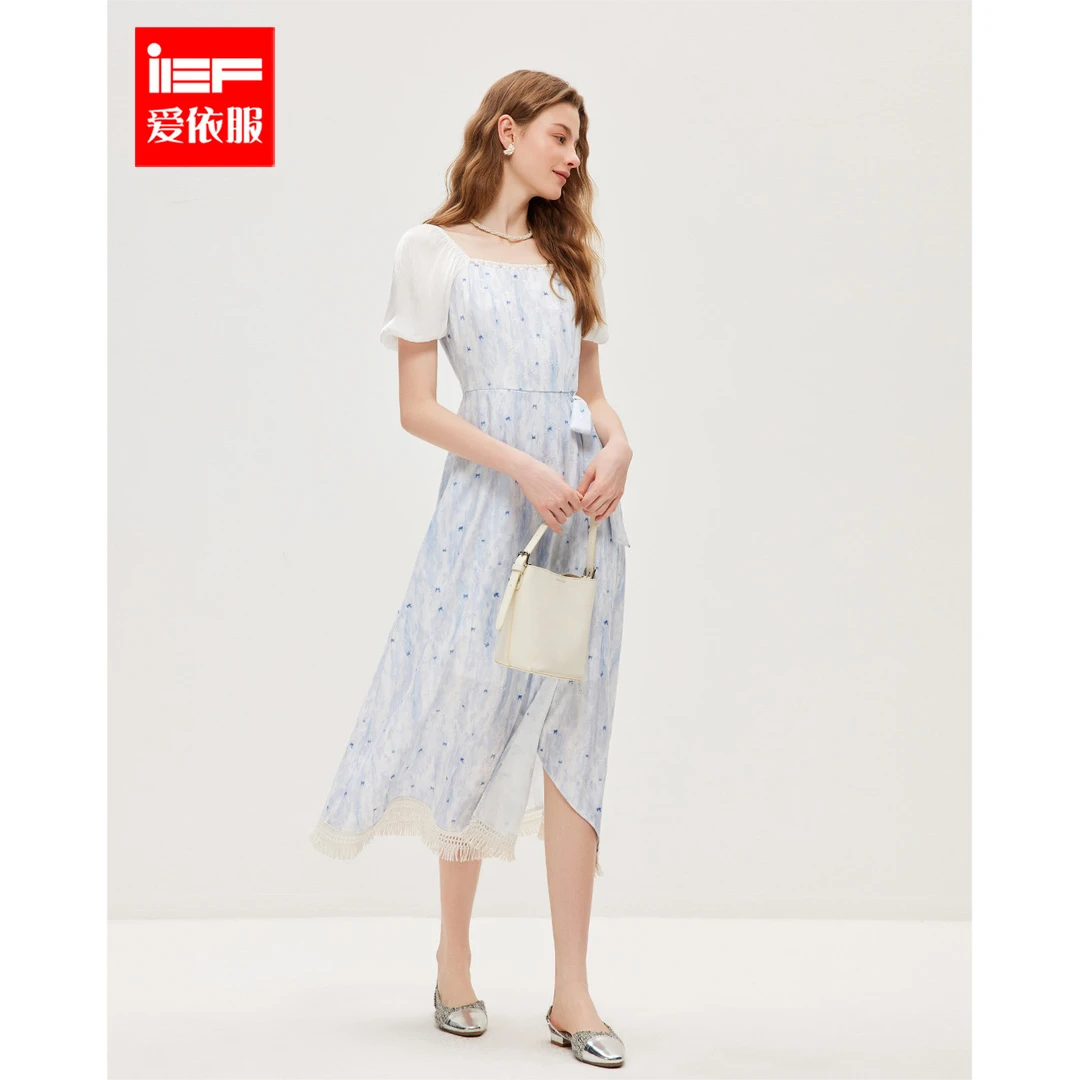 IEF/爱依服连衣裙2025夏季新款法式温柔小女人气质碎花连衣长裙