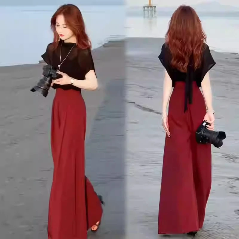 新款高级感时尚套装女2025夏季洋气宽松上衣显瘦薄款阔腿裤两件套