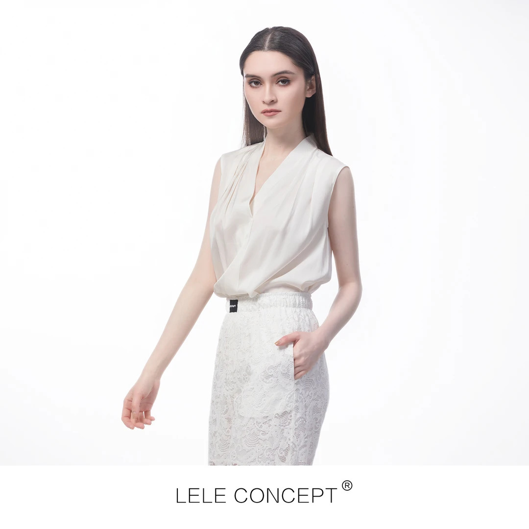 LELE CONCEPT｜「夭夭」 高级感简约真丝肩衬衫设计感气质纯色S0010