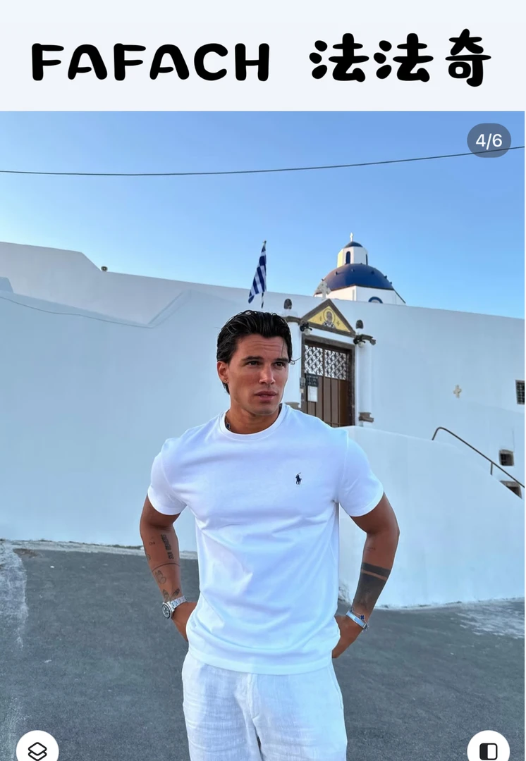FAFACH 法法奇小马刺绣时尚男士休闲百搭白色三防 防水 防油 防污