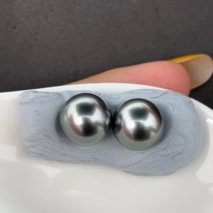 定制海水珍珠未镶嵌裸珠11-12mm大溪地裸珠两颗